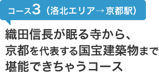 コース3（洛北エリア→京都駅）　織田信長が眠る寺から、京都を代表する国宝建築物まで堪能できちゃうコース