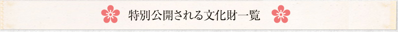 特別公開される文化財一覧