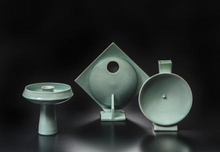 京焼　清水焼　名工　【吉川充】造　青白磁　獣足　花入れ　花器　共箱　個展出品作品 吉川 充展 | 吉川充 | ギャラリー器館