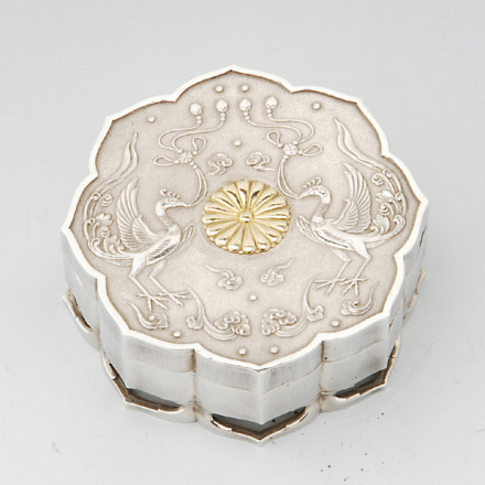 純銀製】ボンボニエール 鶴 アンティーク 菓子器 皇室 美品 玉屋謹製