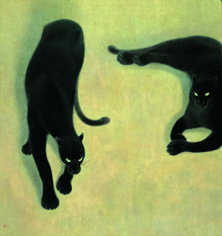 「ペルシャ猫」【画】山口華楊／文化勲章・文化功労者【鑑】山口和子　絵画  額装 山口華楊 展 | 京都で遊ぼうART ～京都地域の美術館、展覧会