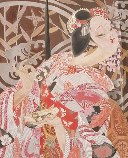 お値下げ❗️額装日本画舞妓図・淡い色彩の美しい作品／和モダンインテリアに　作家料亭 Yahoo!オークション - 【真作】【WISH】宮下柚葵「舞妓」日本画