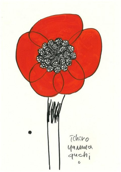 山口一郎 原画 花HANA 赤 Sサイズ 