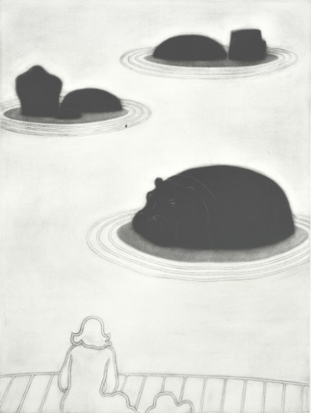 美品 坂爪厚生「白のフォークロアⅡ」メゾチント 大判銅版画